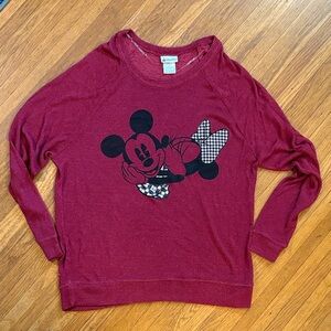 Disney Women's Burgundy Mickey Mouse Sweater